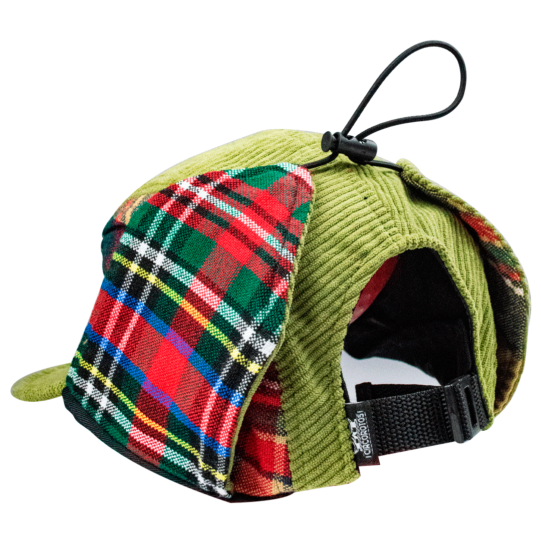 Gorra Woofy tricolor, verde oliva y paño fino.